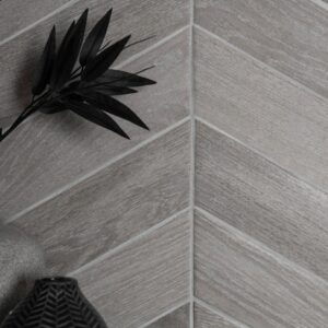 Ancona Chevron Grey Wood Effect Tile