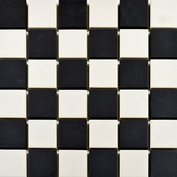 Churchill Snow & Midnight Chequer Mosaic Tiles - Image 2