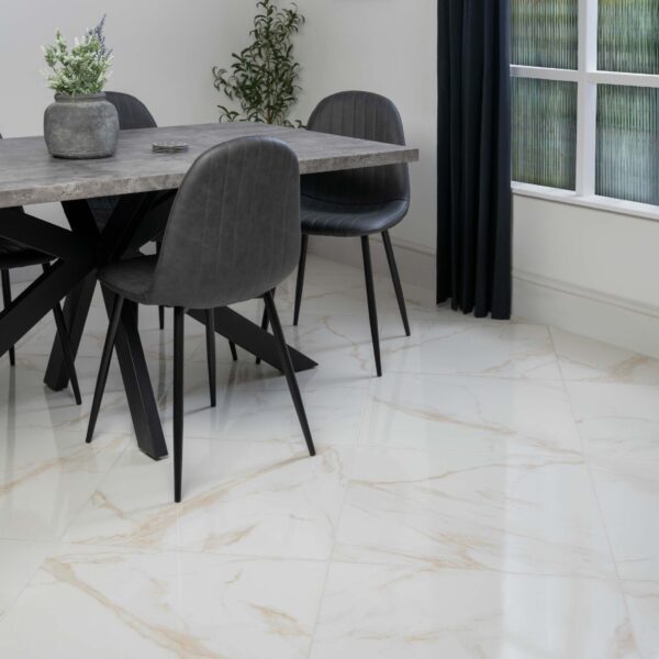 Cappella Gold Veined Gloss Marble Effect 600x600 Wall and Floor Tiles