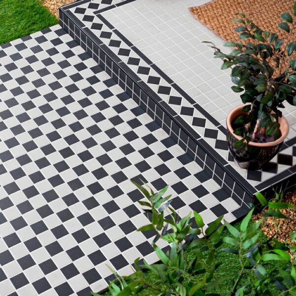 Churchill Snow & Midnight Chequer Mosaic Tiles - Image 7