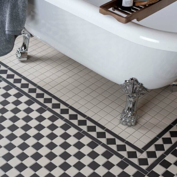 Churchill Snow & Midnight Chequer Mosaic Tiles - Image 8