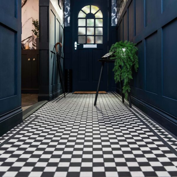 Churchill Snow & Midnight Chequer Mosaic Tiles - Image 4