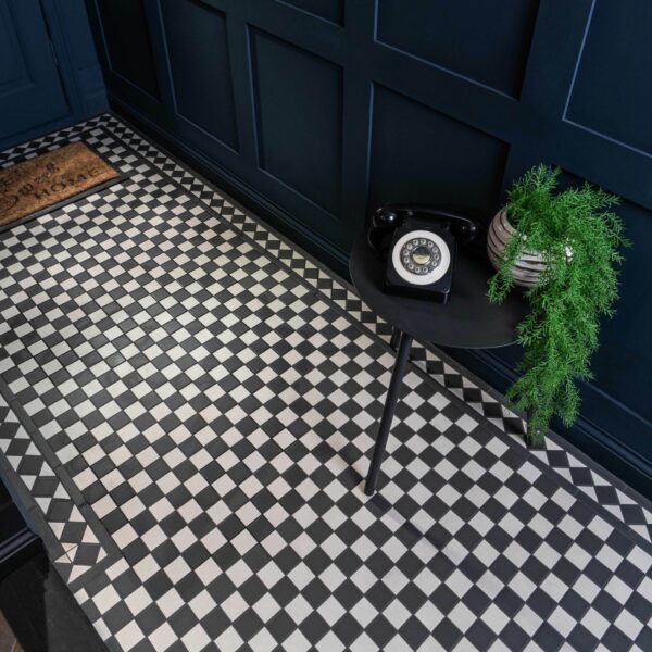 Churchill Snow & Midnight Chequer Mosaic Tiles