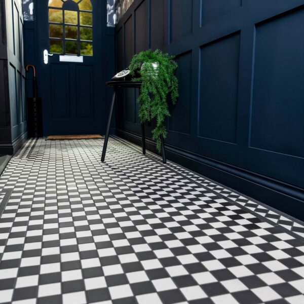 Churchill Snow & Midnight Chequer Mosaic Tiles - Image 3