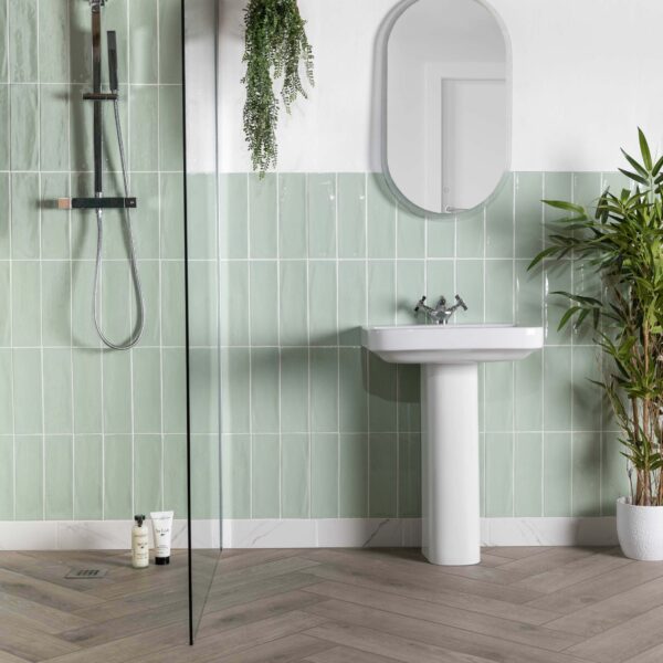 Eton Rustic Gloss Green Metro Tiles