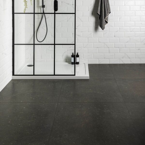 Ghent Black Matt Stone Effect 80x80 Wall and Floor Tiles