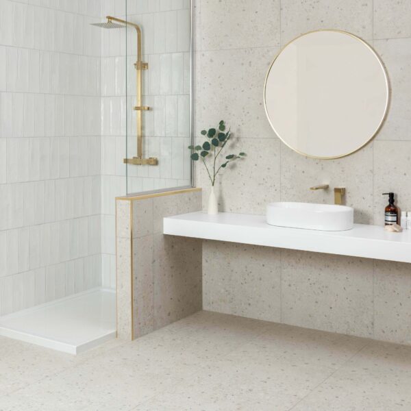 Flecks Matt Light Grey Terrazzo Effect Wall and Floor Tiles - Image 10