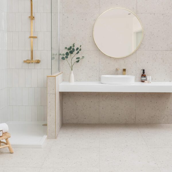 Flecks Matt Light Grey Terrazzo Effect Wall and Floor Tiles - Image 3