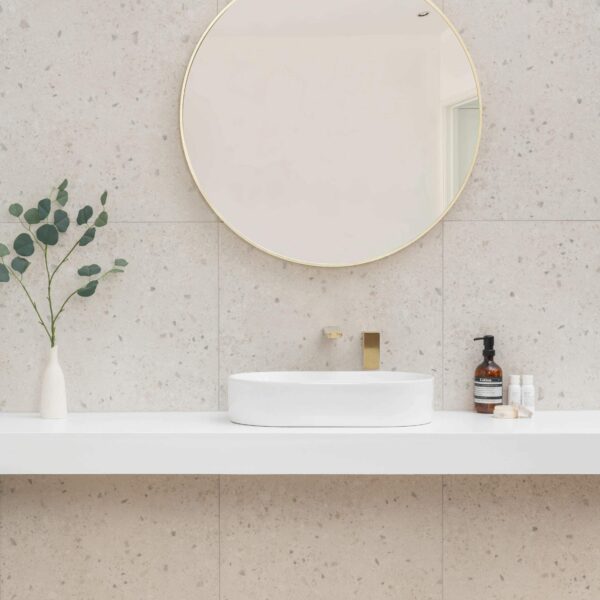 Flecks Matt Light Grey Terrazzo Effect Wall and Floor Tiles