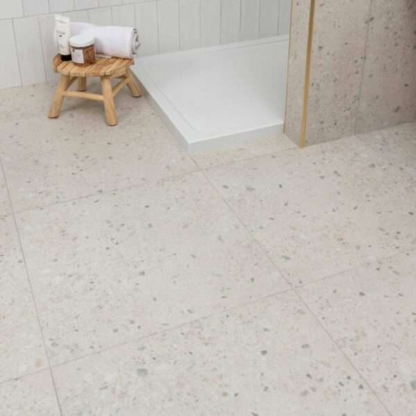 Flecks Matt Light Grey Terrazzo Effect Wall and Floor Tiles - Image 5