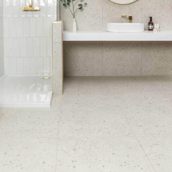 Flecks Matt Light Grey Terrazzo Effect Wall and Floor Tiles - Image 9