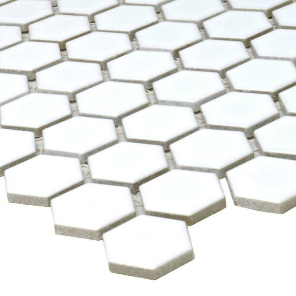 Pixel White 23x23 Hexagon Gloss Mosaic Tiles - Image 7