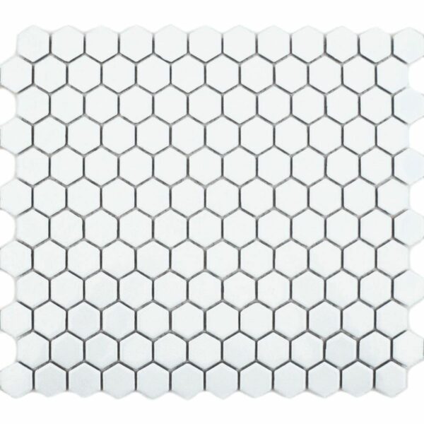 Pixel White 23x23 Hexagon Gloss Mosaic Tiles - Image 2