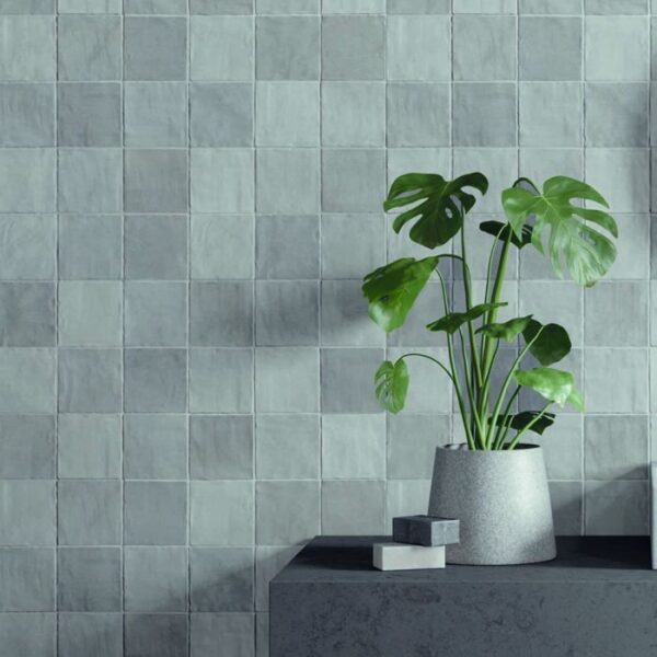 Zellige Mini Grey Square Gloss Rustic Wall Tiles