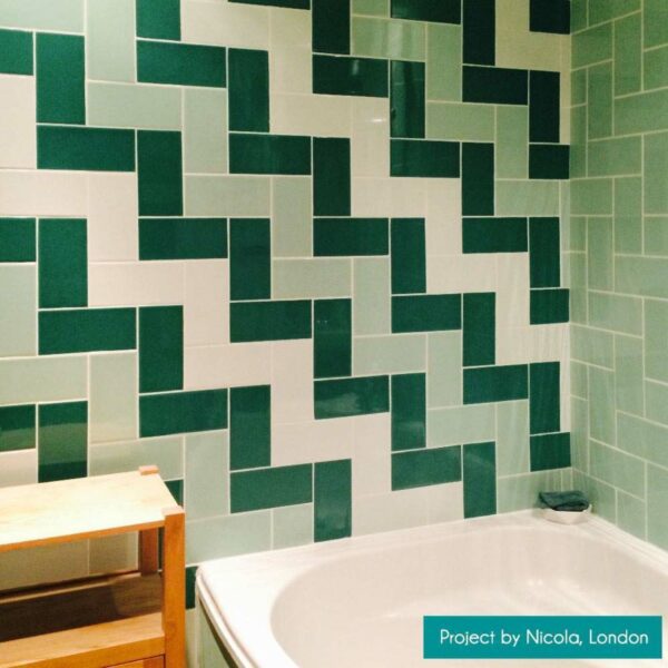 Antique Jourdain Gloss Flat Green Crackle Mini Metro Tiles