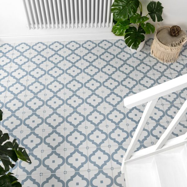 Arabesque Blue Matt Patterned Wall and Floor Tiles