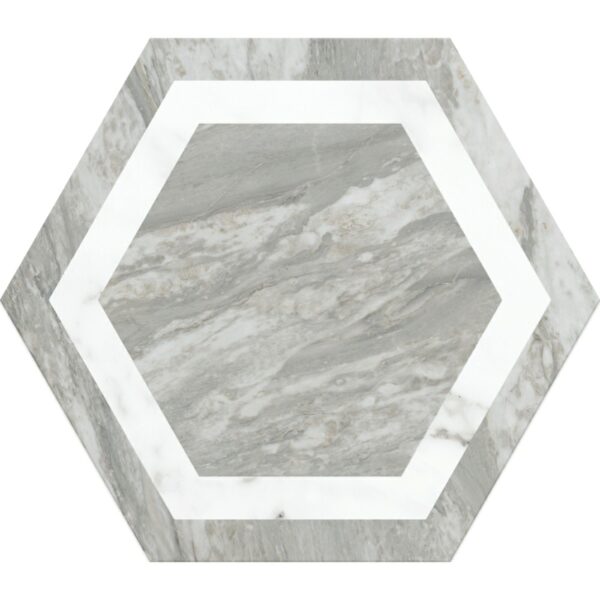 Bardiglio Grey Marble Hexagon Deco Tiles - Image 2