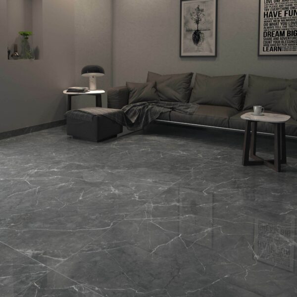 Belvedere Dark Grey Marble Effect 600x600 Tiles