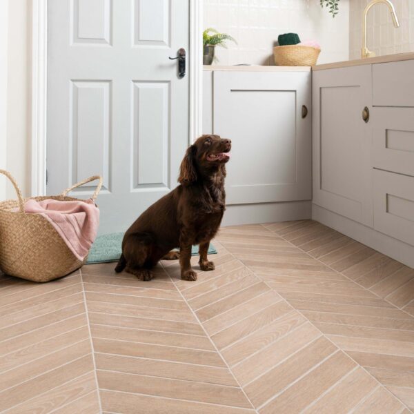 Bonsai Chevron Hazel Wood Effect Porcelain Floor Tiles