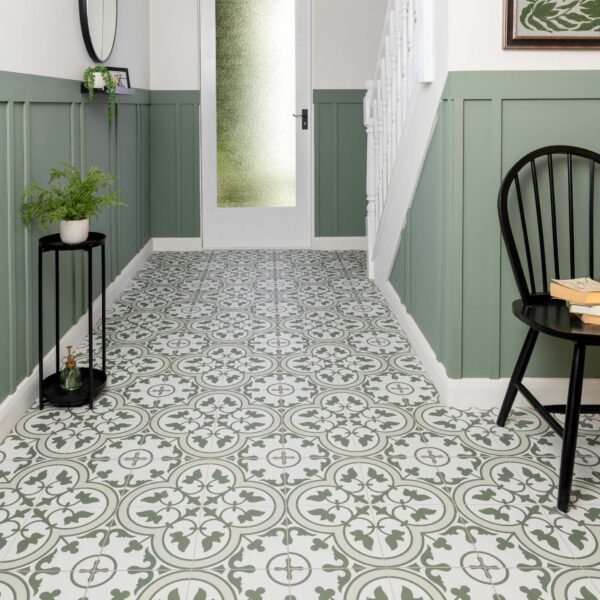 Ledbury Olive Green Pattern Wall and Floor Tiles