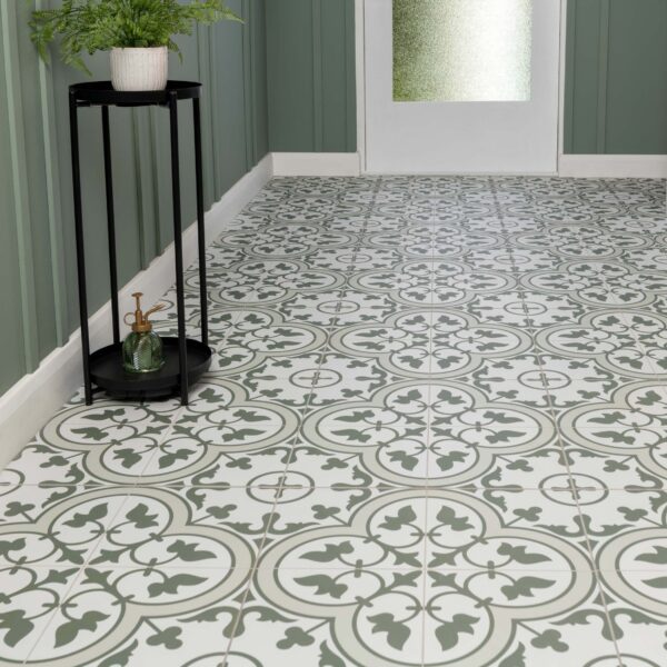 Ledbury Olive Green Pattern Wall and Floor Tiles - Image 4