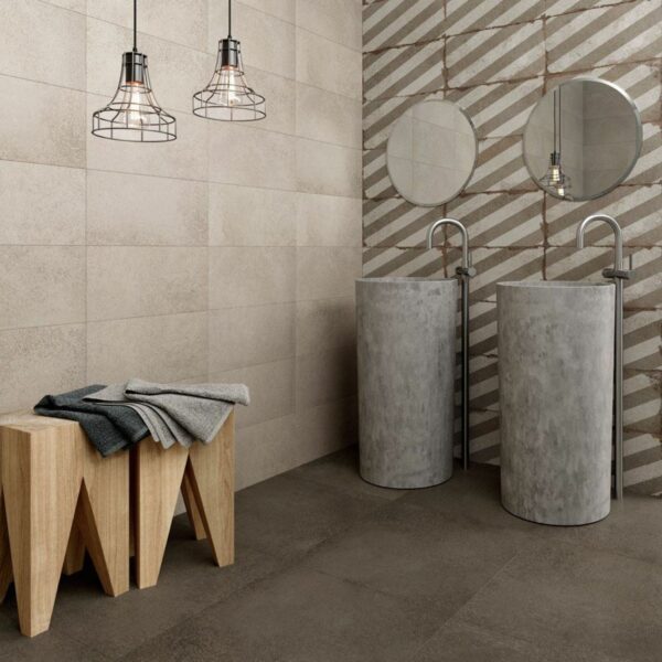 Brixton Taupe Grey Striped Matt Pattern Wall Tiles - Image 7