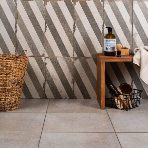 Brixton Taupe Grey Striped Matt Pattern Wall Tiles - Image 6