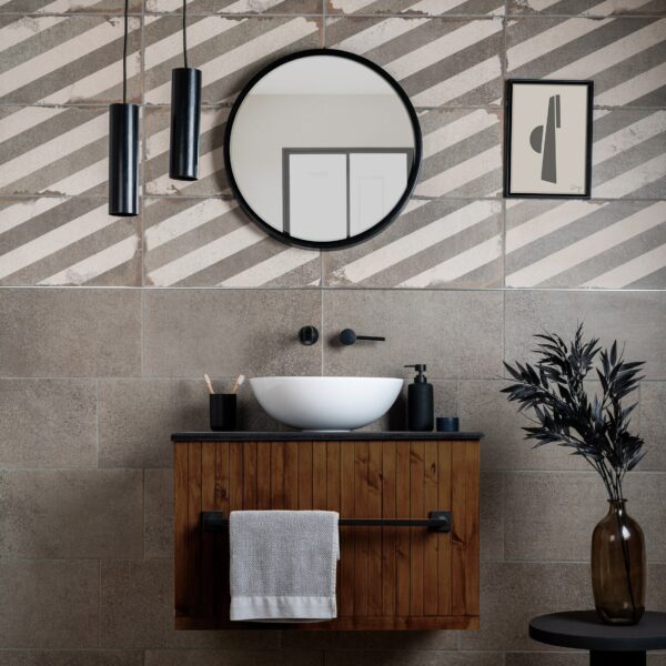 Brixton Taupe Grey Striped Matt Pattern Wall Tiles - Image 4