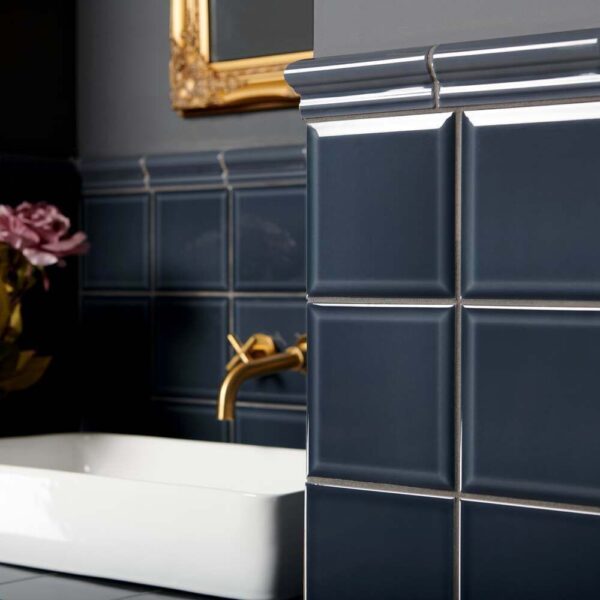 Capsule? Dark Blue Grey Gloss Bevelled 150x150 Wall Tiles - Image 6