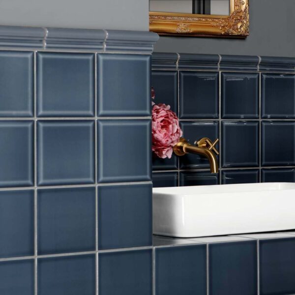 Capsule? Dark Blue Grey Gloss Flat 150x150 Wall Tiles - Image 4