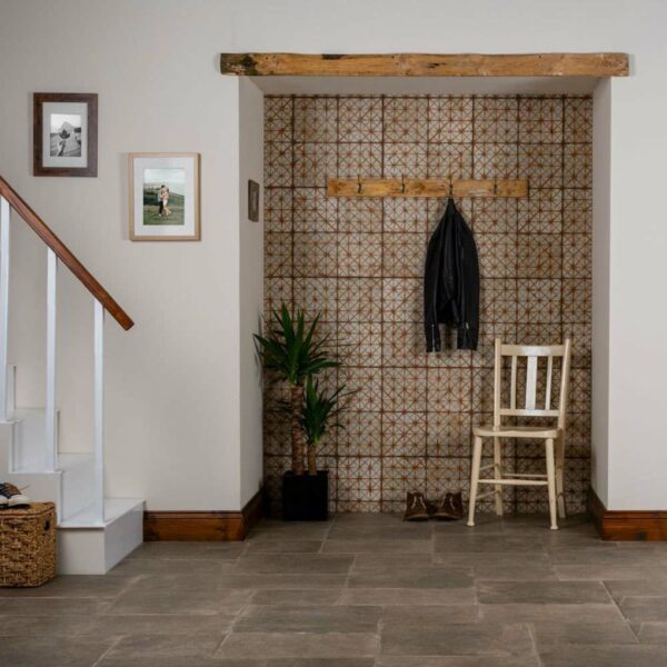 Crosshatch Sienna Orange Matt Patterned Wall and Floor Tiles