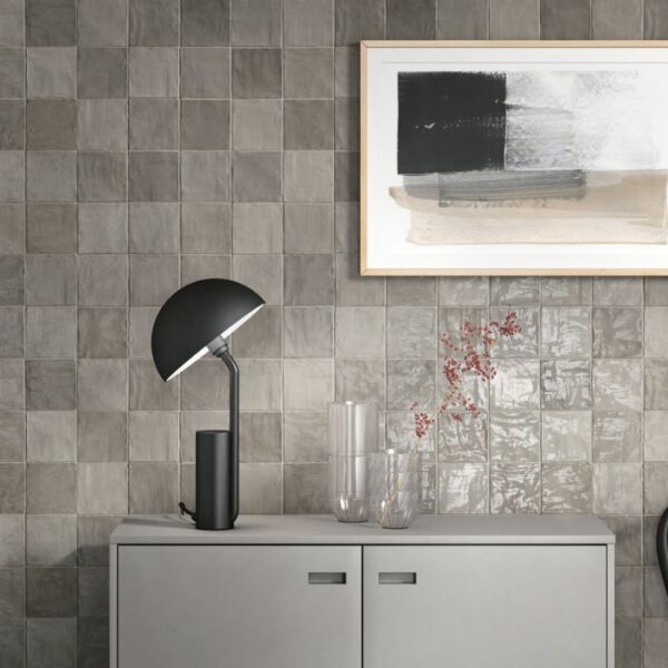 Zellige Mini Stone Grey Square Gloss Rustic Wall Tiles