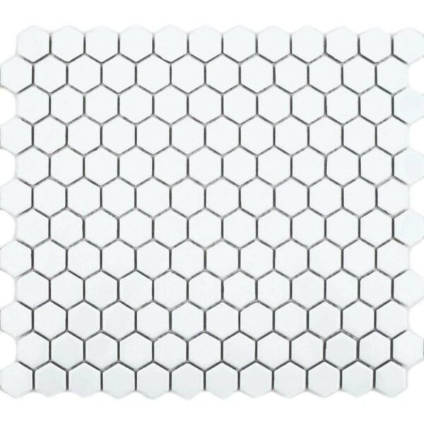 Pixel White 23x23 Hexagon Matt Mosaic Tiles - Image 2