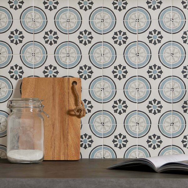 Dante Dhalia Blue Matt Patterned Wall and Floor Tiles - Image 4