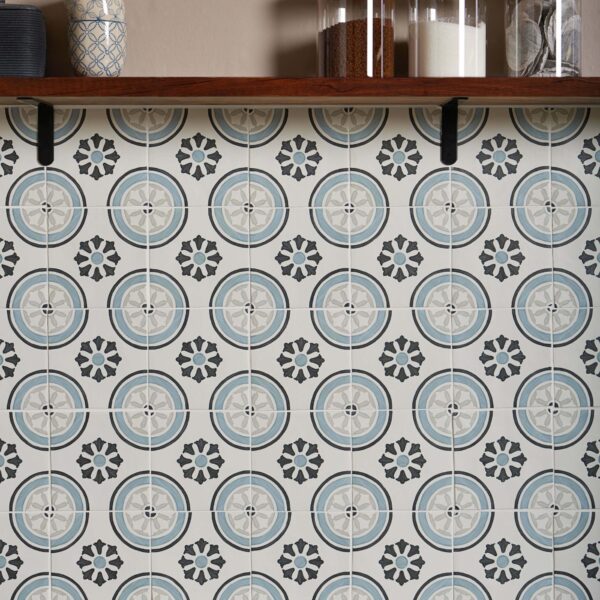 Dante Dhalia Blue Matt Patterned Wall and Floor Tiles - Image 6