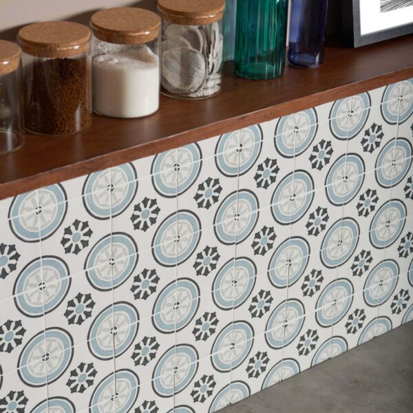 Dante Dhalia Blue Matt Patterned Wall and Floor Tiles - Image 5