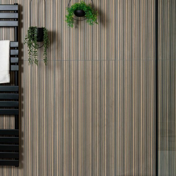 Contour Brown Walnut Wood Slat Effect Wall Tiles - Image 6