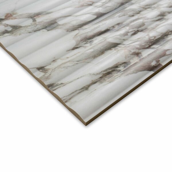 Indulgence White Calacatta Viola Marble Effect Fluted Decor Wall Tiles - Image 10