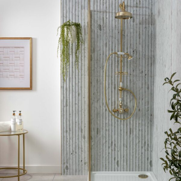 Indulgence Terrazzo Grey Effect Fluted Decor Wall Tiles - Image 3