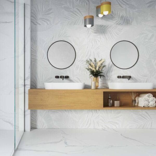 Signature Floral White Matt Patterned Wall Tiles - Image 3