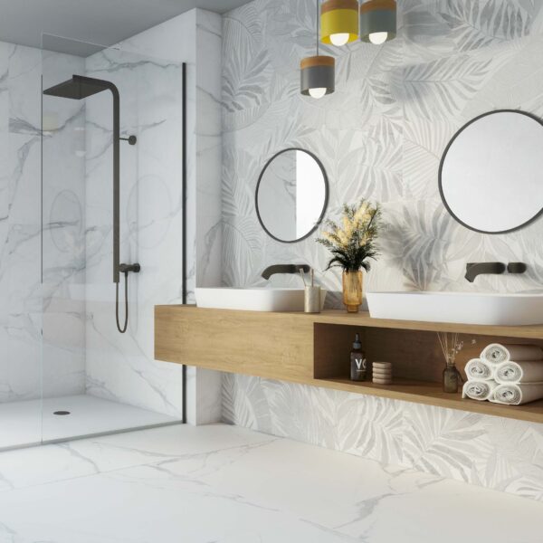 Signature Floral White Matt Patterned Wall Tiles - Image 4