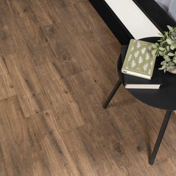 Friston Dark Oak Wood Effect Porcelain Floor Tiles