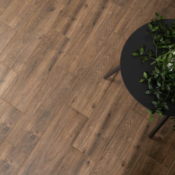 Friston Dark Oak Wood Effect Porcelain Floor Tiles - Image 6