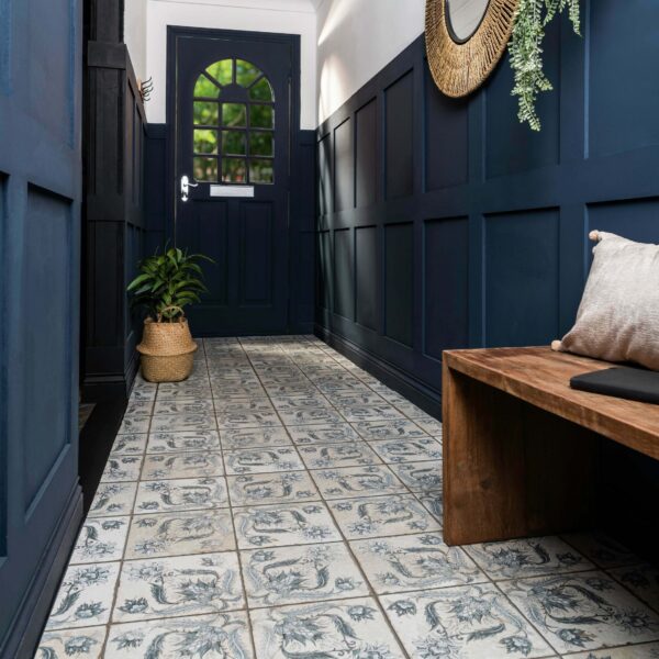 Helix Indigo Blue Matt Patterned Wall and Floor Tiles