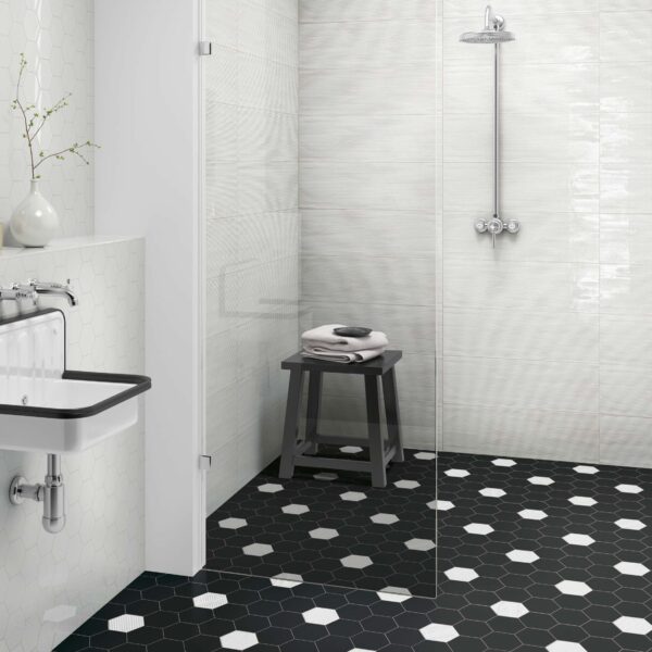 Hexa-Style Matt Black Hexagon 126x110 Tiles