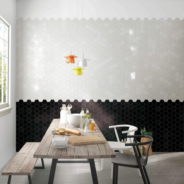 Hexa-Style Matt Black Hexagon 126x110 Tiles - Image 3