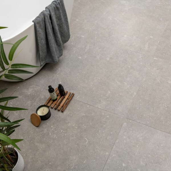 Ghent Light Grey Matt Stone Effect 80x80 Wall and Floor Tiles