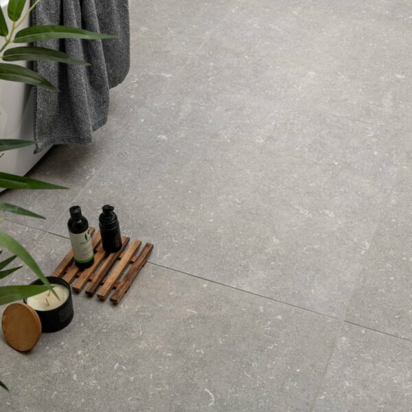 Ghent Light Grey Matt Stone Effect 80x80 Wall and Floor Tiles - Image 3