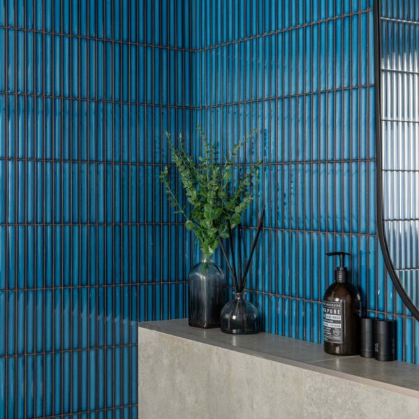 Spirit Marine Blue Gloss Kitkat Mosaic Porcelain Wall Tiles