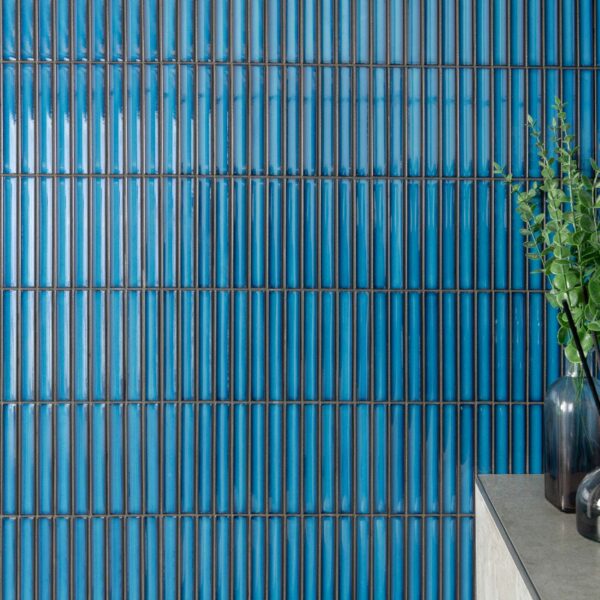 Spirit Marine Blue Gloss Kitkat Mosaic Porcelain Wall Tiles - Image 8